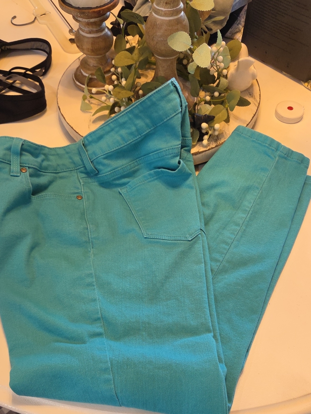 NYDJ Teal Turquoise Straight-Leg Pants